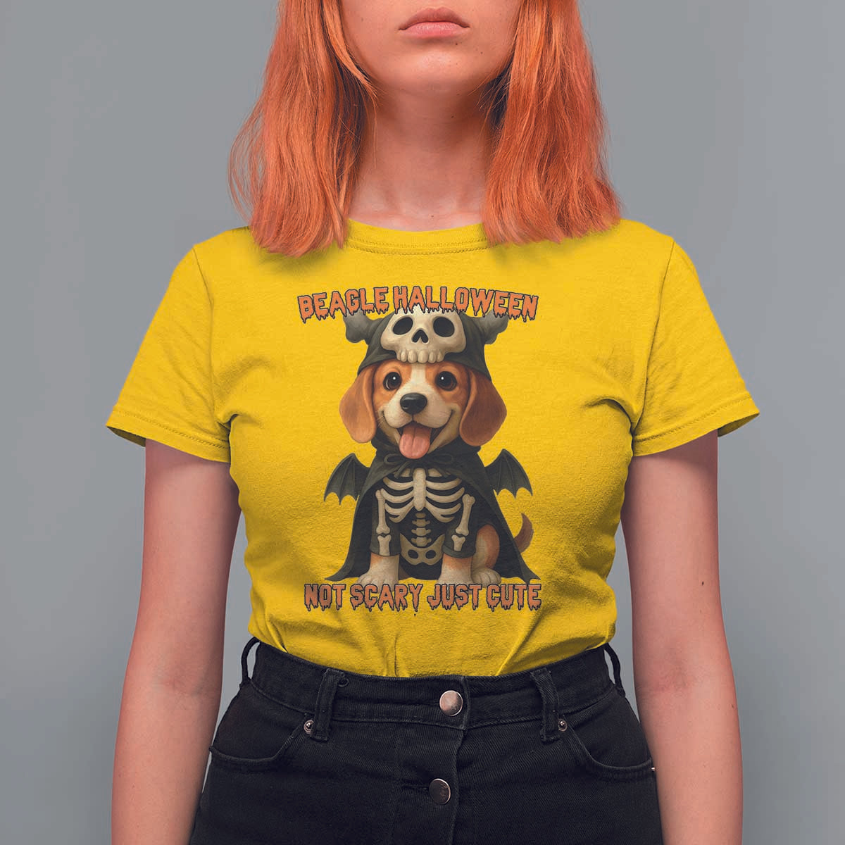 Beagle Halloween Skeleton T Shirt For Women Not Scary Just Cute Dog Lover - Wonder Print Shop
