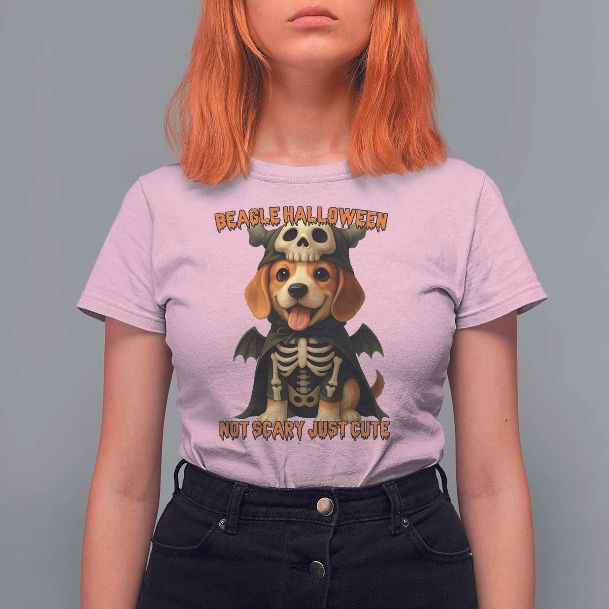 Beagle Halloween Skeleton T Shirt For Women Not Scary Just Cute Dog Lover - Wonder Print Shop