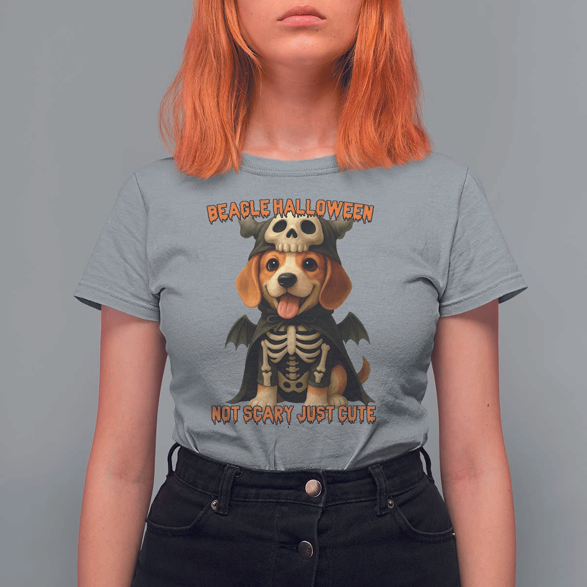 Beagle Halloween Skeleton T Shirt For Women Not Scary Just Cute Dog Lover - Wonder Print Shop