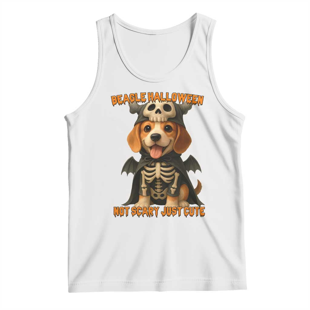 Beagle Halloween Skeleton Tank Top Not Scary Just Cute Dog Lover - Wonder Print Shop