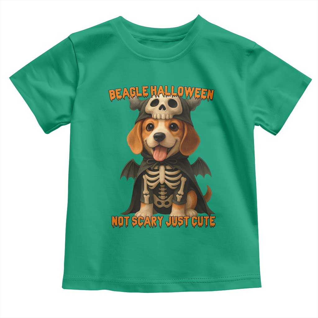 Beagle Halloween Skeleton Toddler T Shirt Not Scary Just Cute Dog Lover - Wonder Print Shop