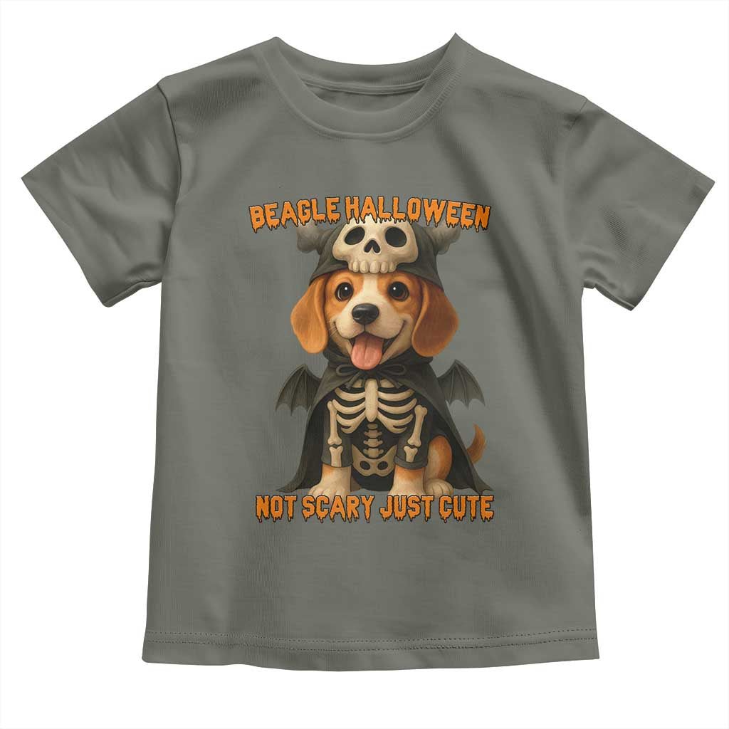 Beagle Halloween Skeleton Toddler T Shirt Not Scary Just Cute Dog Lover - Wonder Print Shop