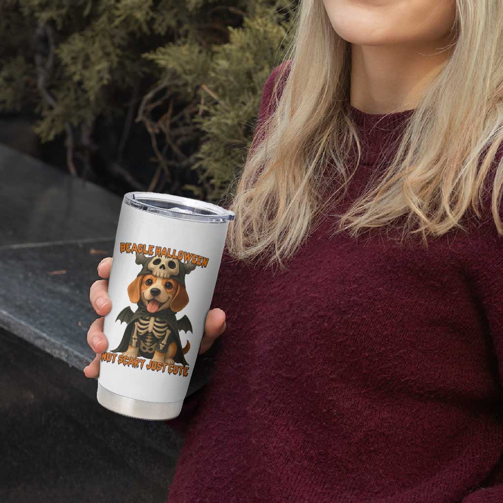 Beagle Halloween Skeleton Tumbler Cup Not Scary Just Cute Dog Lover
