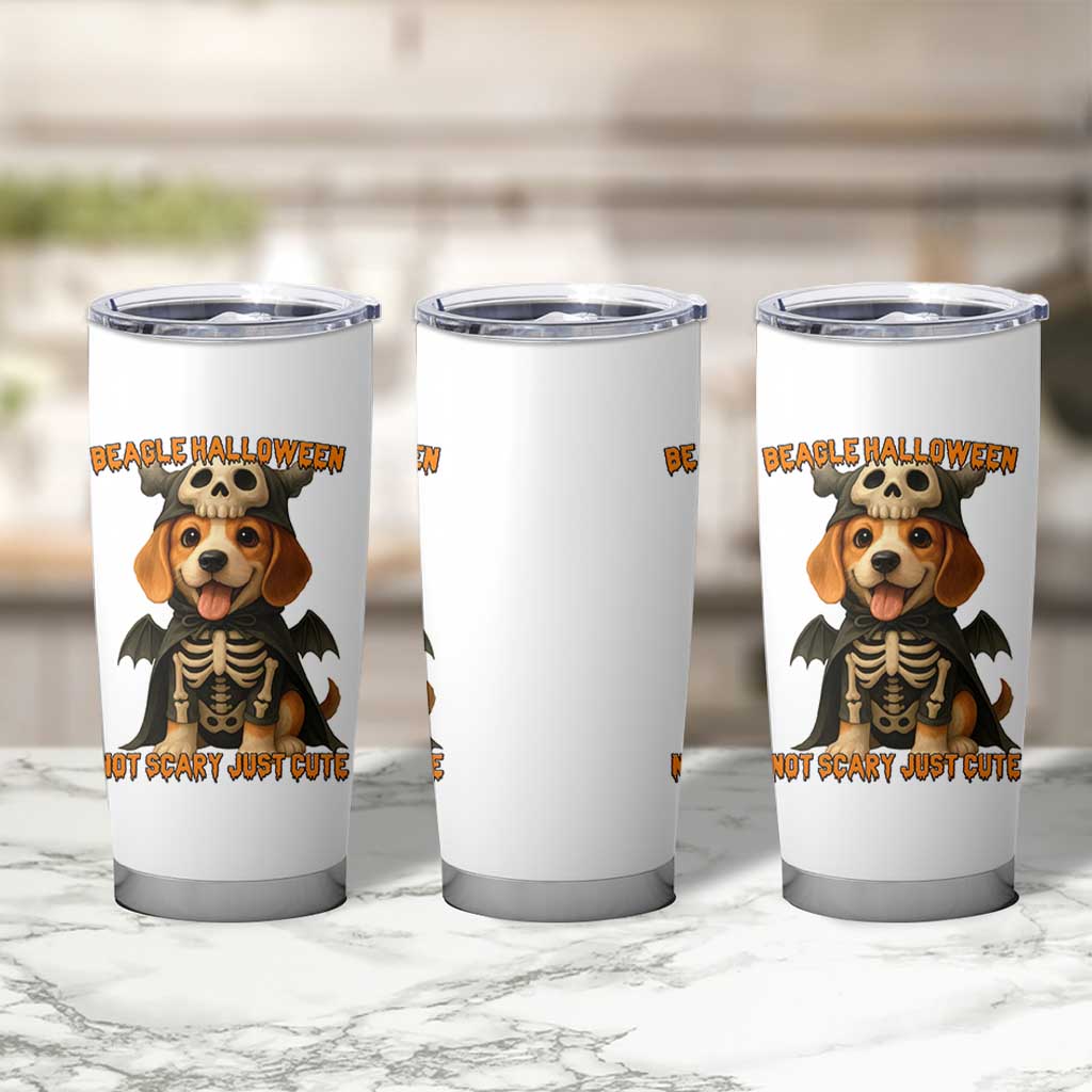 Beagle Halloween Skeleton Tumbler Cup Not Scary Just Cute Dog Lover