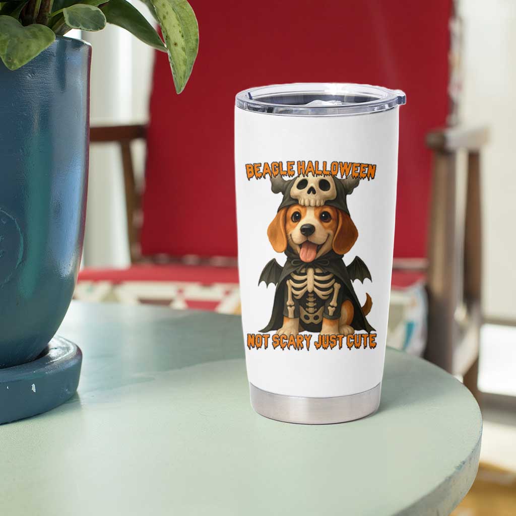 Beagle Halloween Skeleton Tumbler Cup Not Scary Just Cute Dog Lover