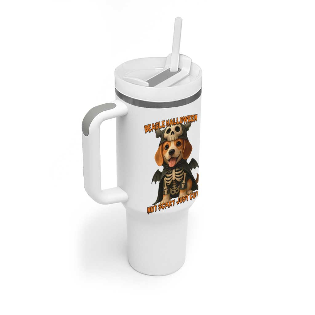 Beagle Halloween Skeleton Tumbler With Handle Not Scary Just Cute Dog Lover