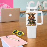 Beagle Halloween Skeleton Tumbler With Handle Not Scary Just Cute Dog Lover