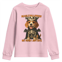 Beagle Halloween Skeleton Youth Sweatshirt Not Scary Just Cute Dog Lover - Wonder Print Shop