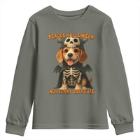 Beagle Halloween Skeleton Youth Sweatshirt Not Scary Just Cute Dog Lover - Wonder Print Shop