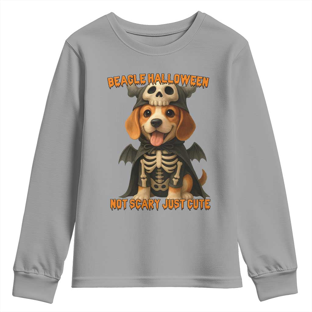 Beagle Halloween Skeleton Youth Sweatshirt Not Scary Just Cute Dog Lover - Wonder Print Shop