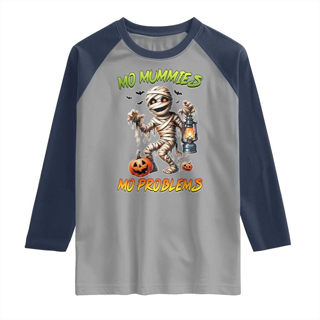 Halloween Mummy Raglan Shirt Funny Mo Mummies Mo Problems - Wonder Print Shop