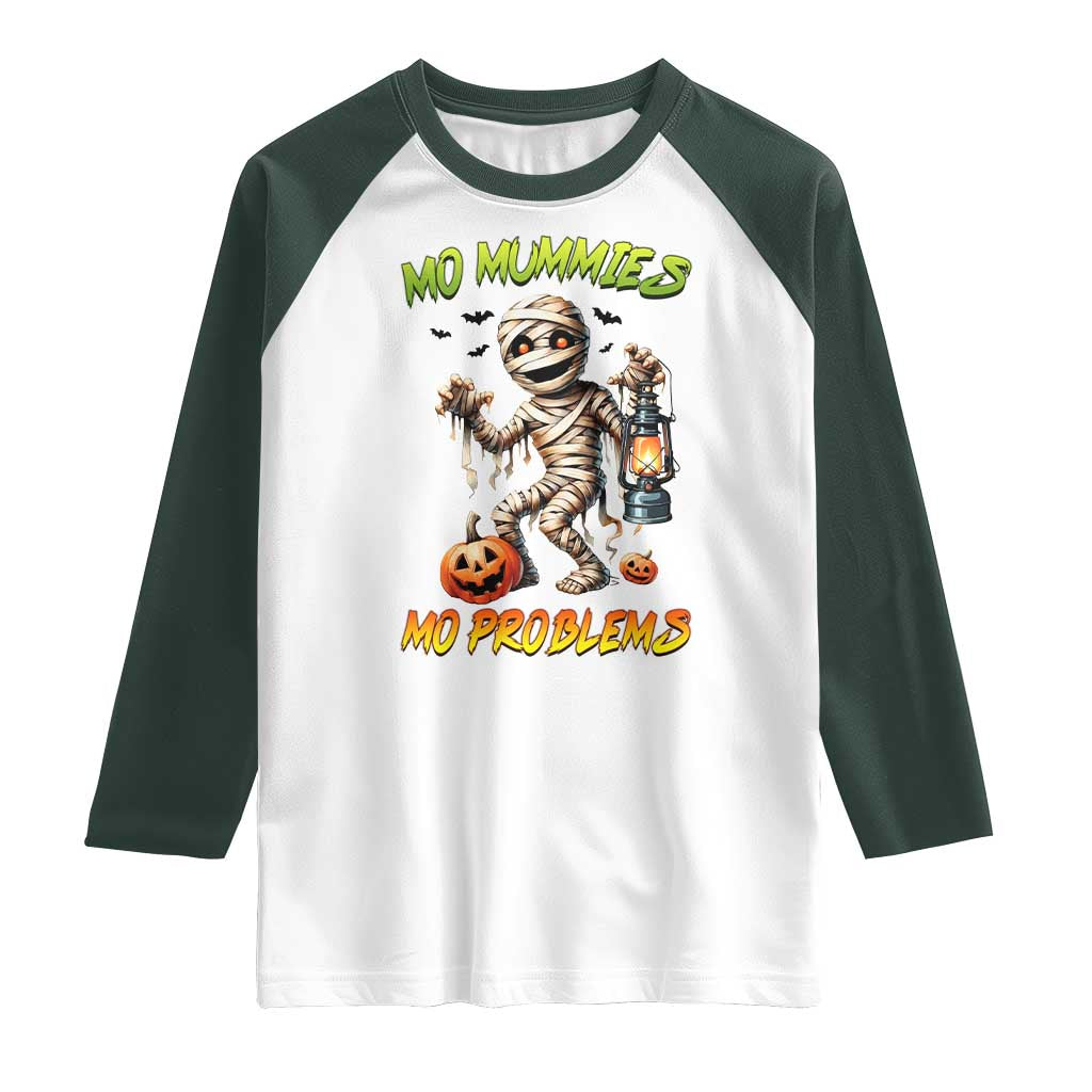 Halloween Mummy Raglan Shirt Funny Mo Mummies Mo Problems - Wonder Print Shop