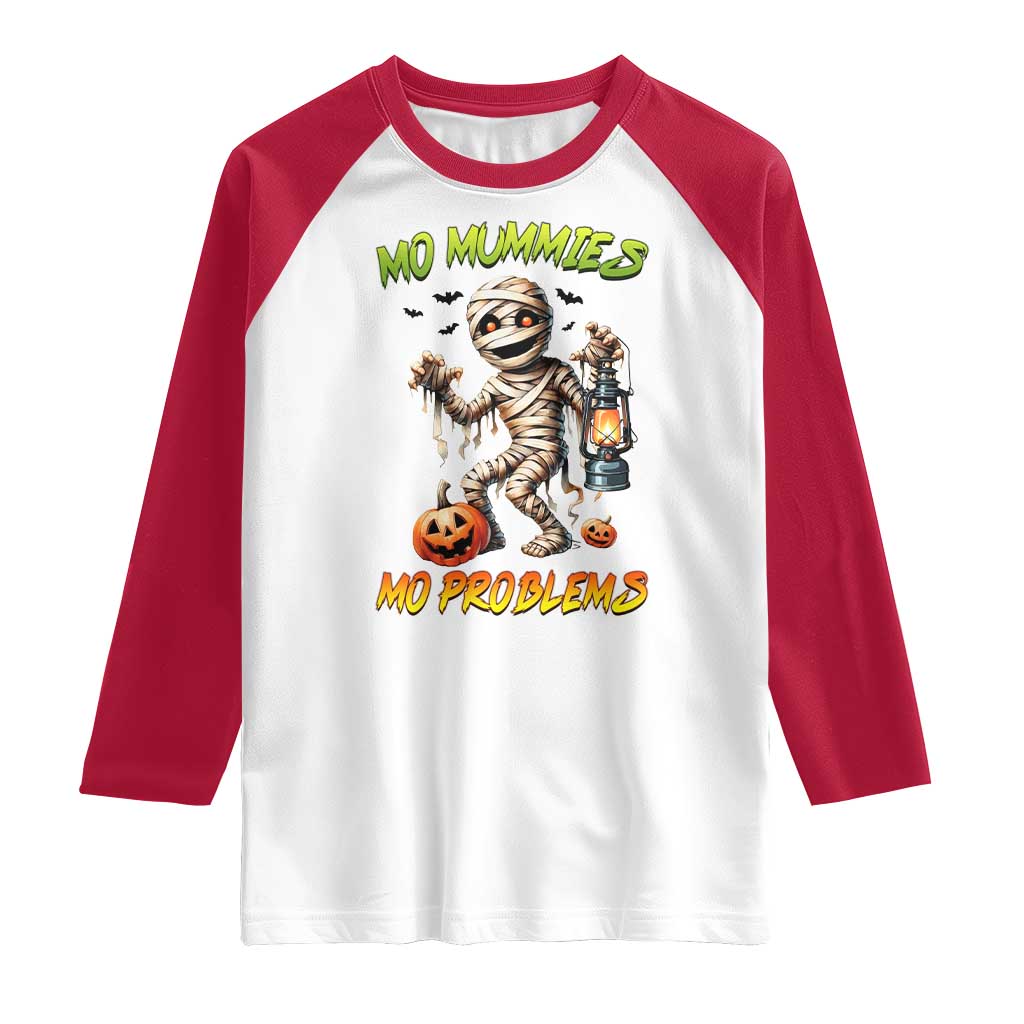 Halloween Mummy Raglan Shirt Funny Mo Mummies Mo Problems - Wonder Print Shop