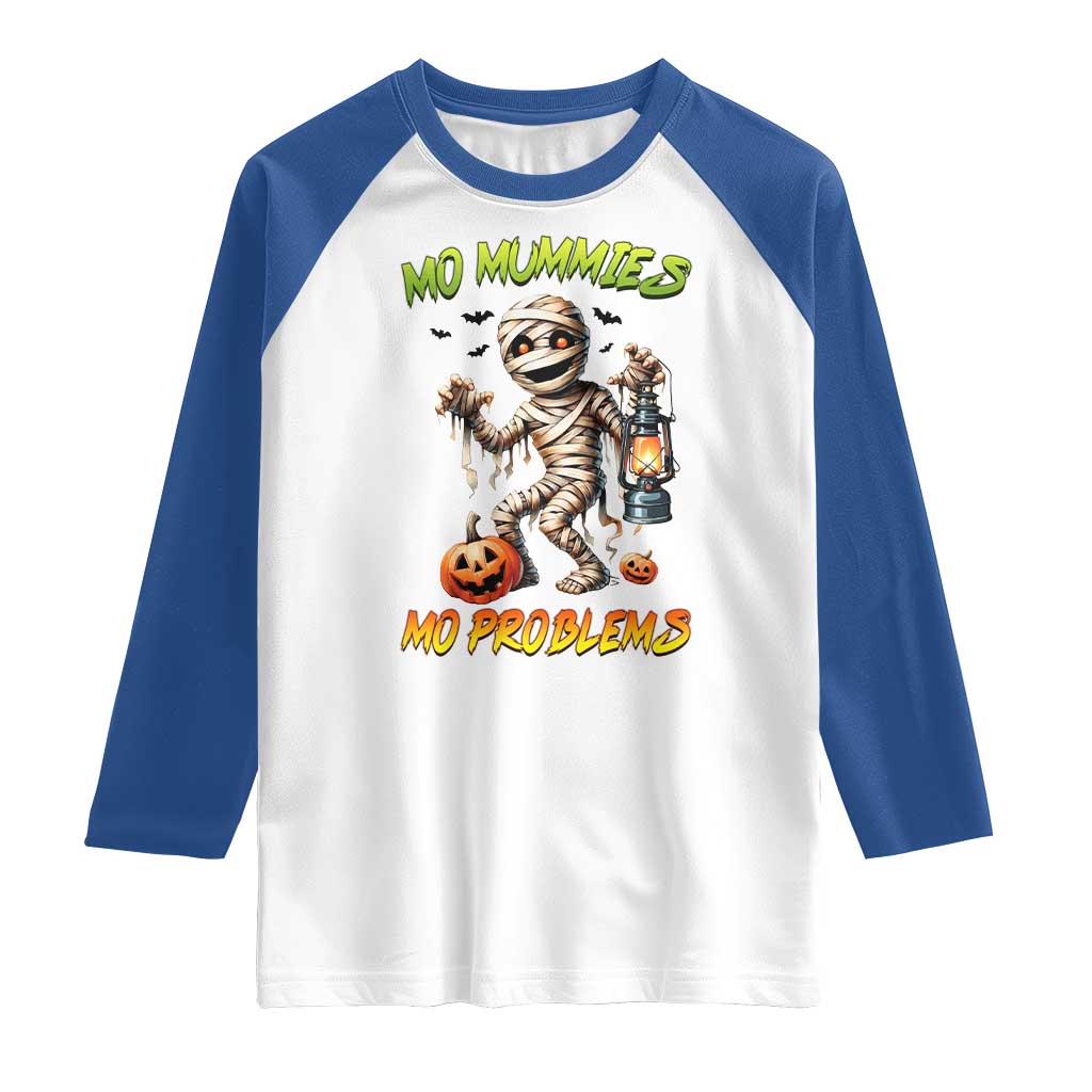 Halloween Mummy Raglan Shirt Funny Mo Mummies Mo Problems - Wonder Print Shop