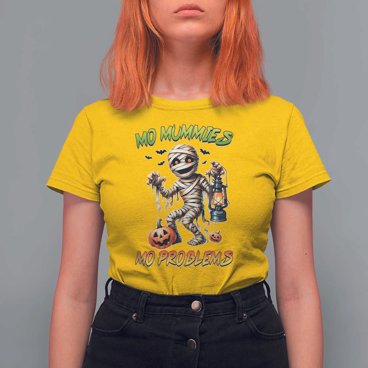 Halloween Mummy T Shirt For Women Funny Mo Mummies Mo Problems - Wonder Print Shop