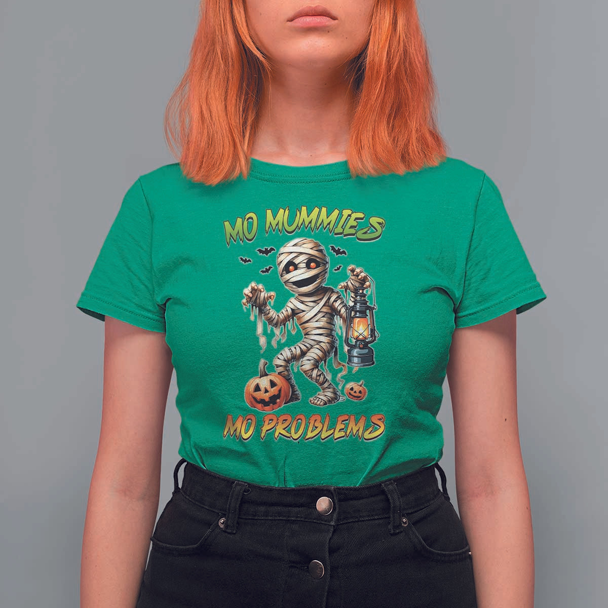 Halloween Mummy T Shirt For Women Funny Mo Mummies Mo Problems - Wonder Print Shop