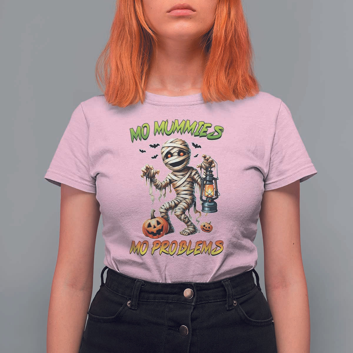 Halloween Mummy T Shirt For Women Funny Mo Mummies Mo Problems - Wonder Print Shop