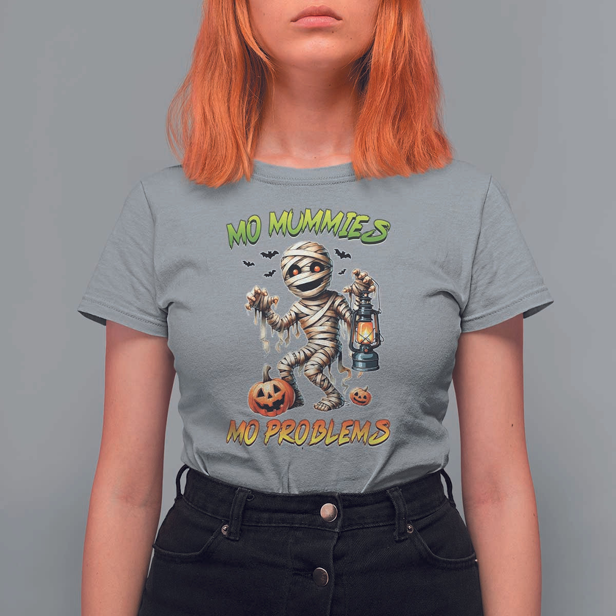 Halloween Mummy T Shirt For Women Funny Mo Mummies Mo Problems - Wonder Print Shop