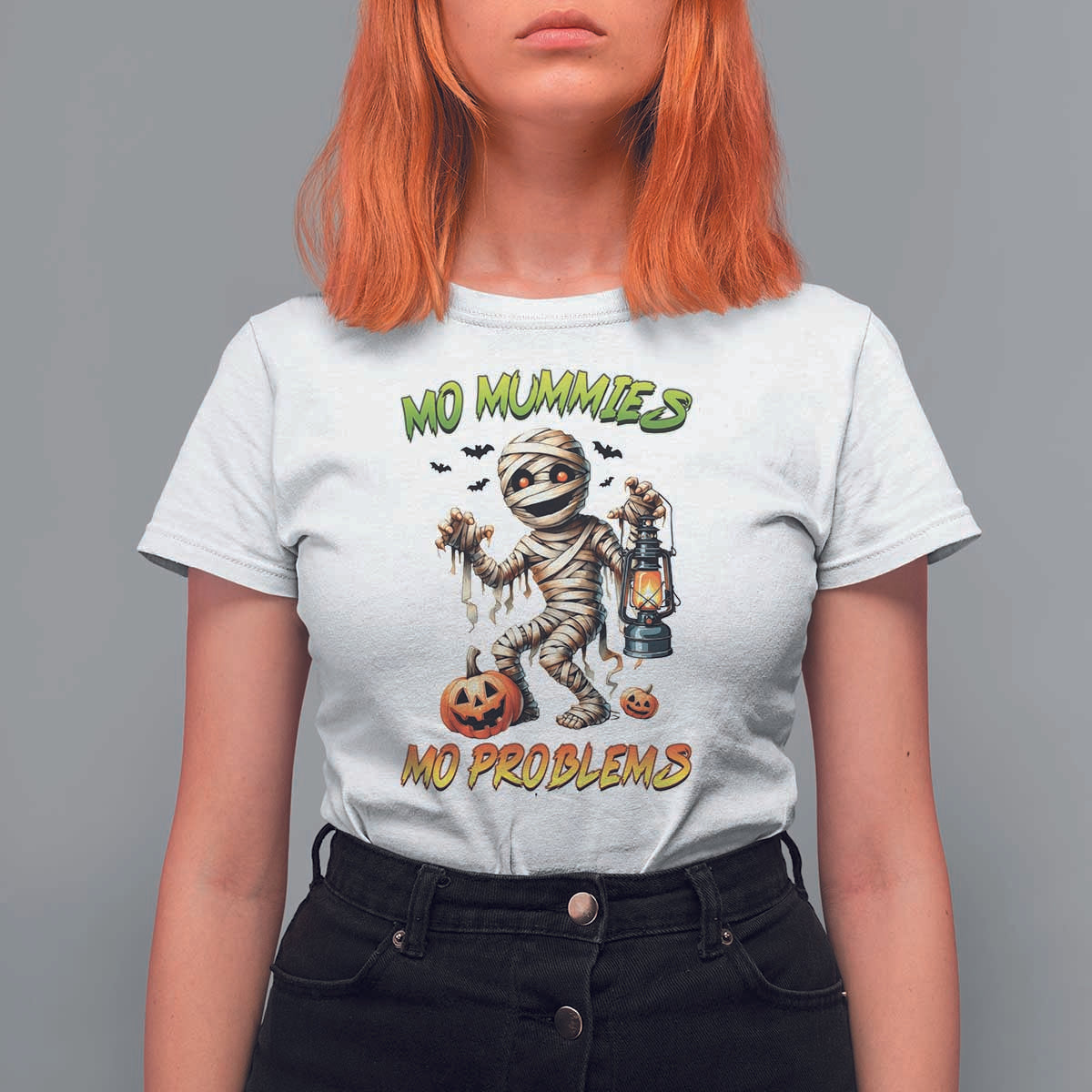 Halloween Mummy T Shirt For Women Funny Mo Mummies Mo Problems - Wonder Print Shop