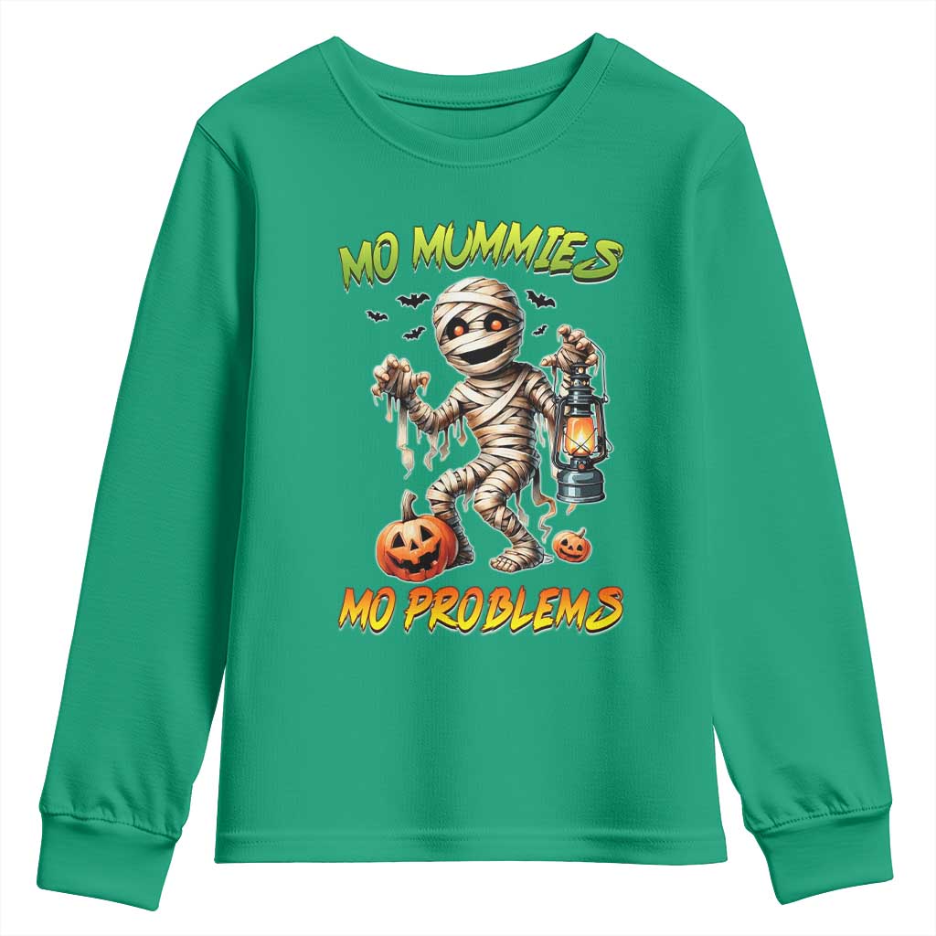 Halloween Mummy Youth Sweatshirt Funny Mo Mummies Mo Problems - Wonder Print Shop