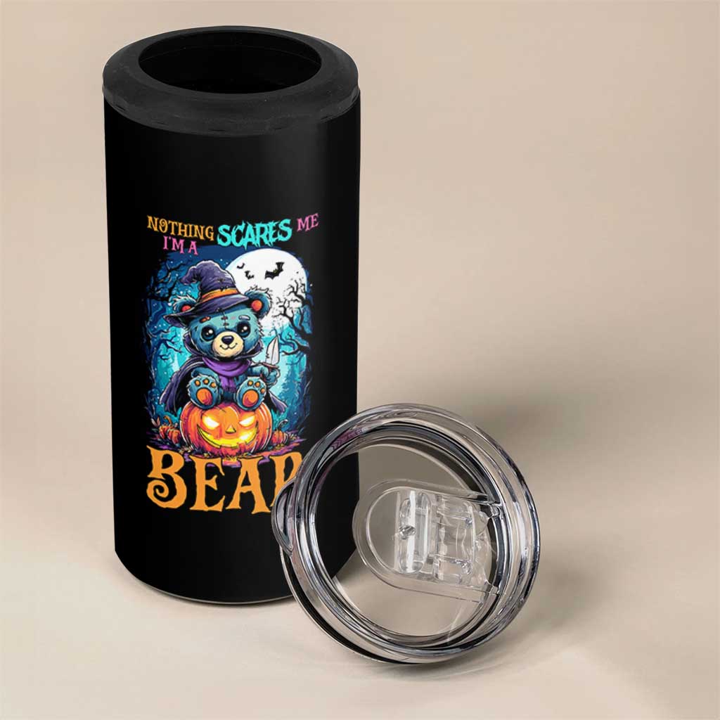 Halloween Killer Witch Teddy Bear 4 in 1 Can Cooler Tumbler Nothing Scares Me