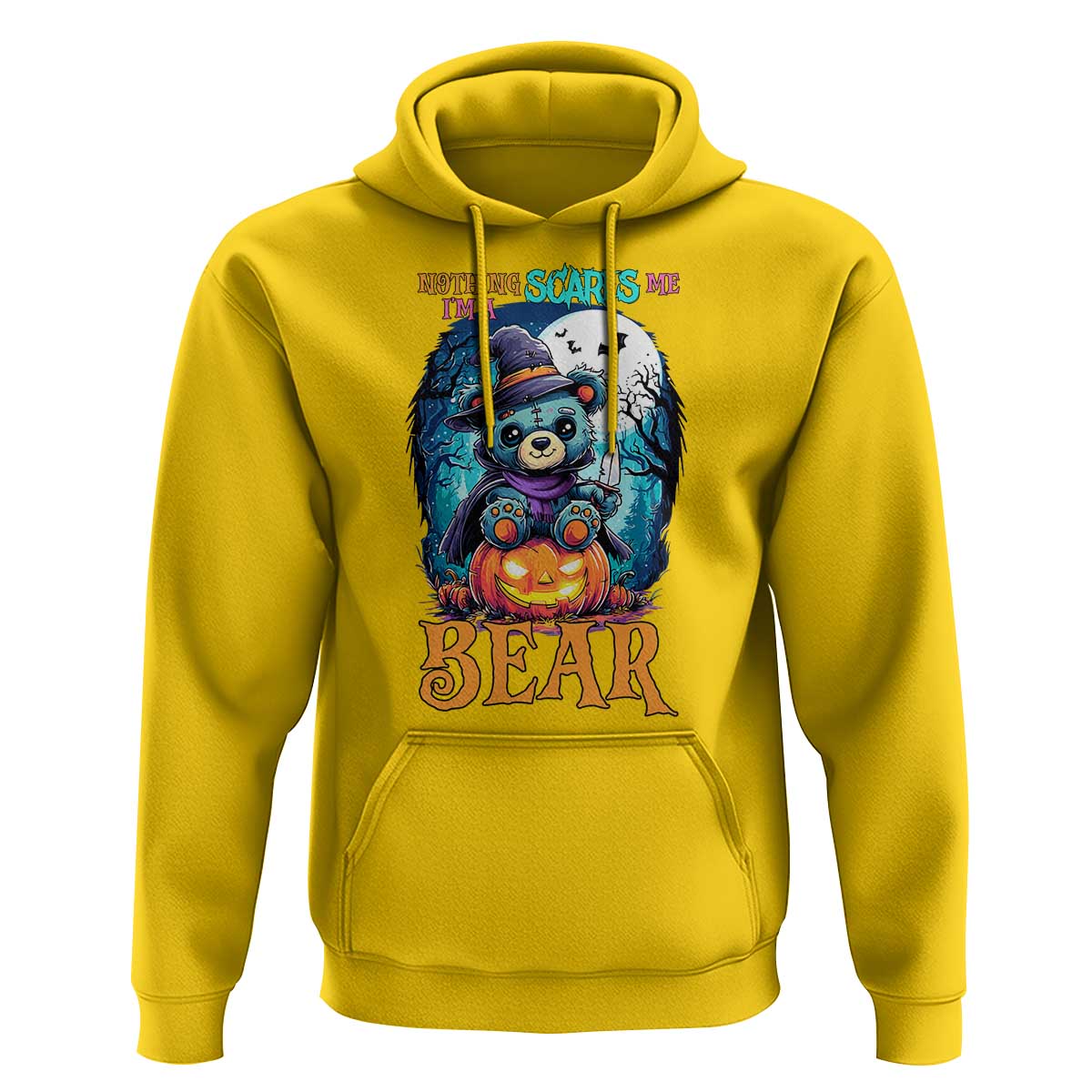Halloween Killer Witch Teddy Bear Hoodie Nothing Scares Me - Wonder Print Shop