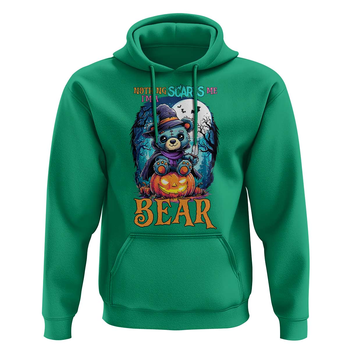 Halloween Killer Witch Teddy Bear Hoodie Nothing Scares Me - Wonder Print Shop