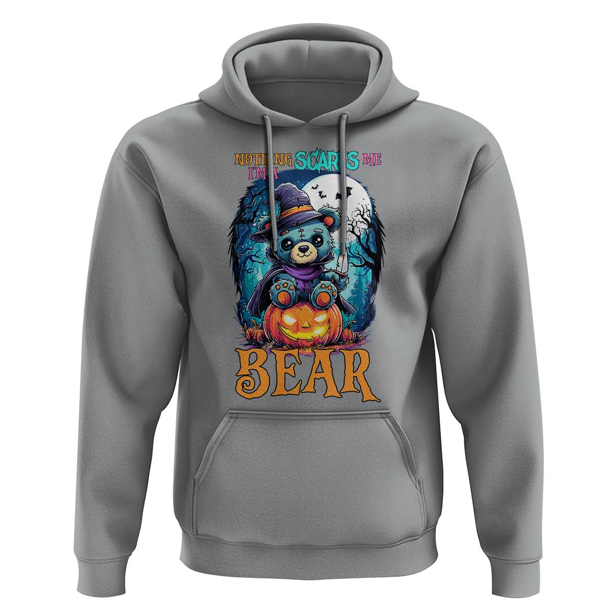Halloween Killer Witch Teddy Bear Hoodie Nothing Scares Me - Wonder Print Shop