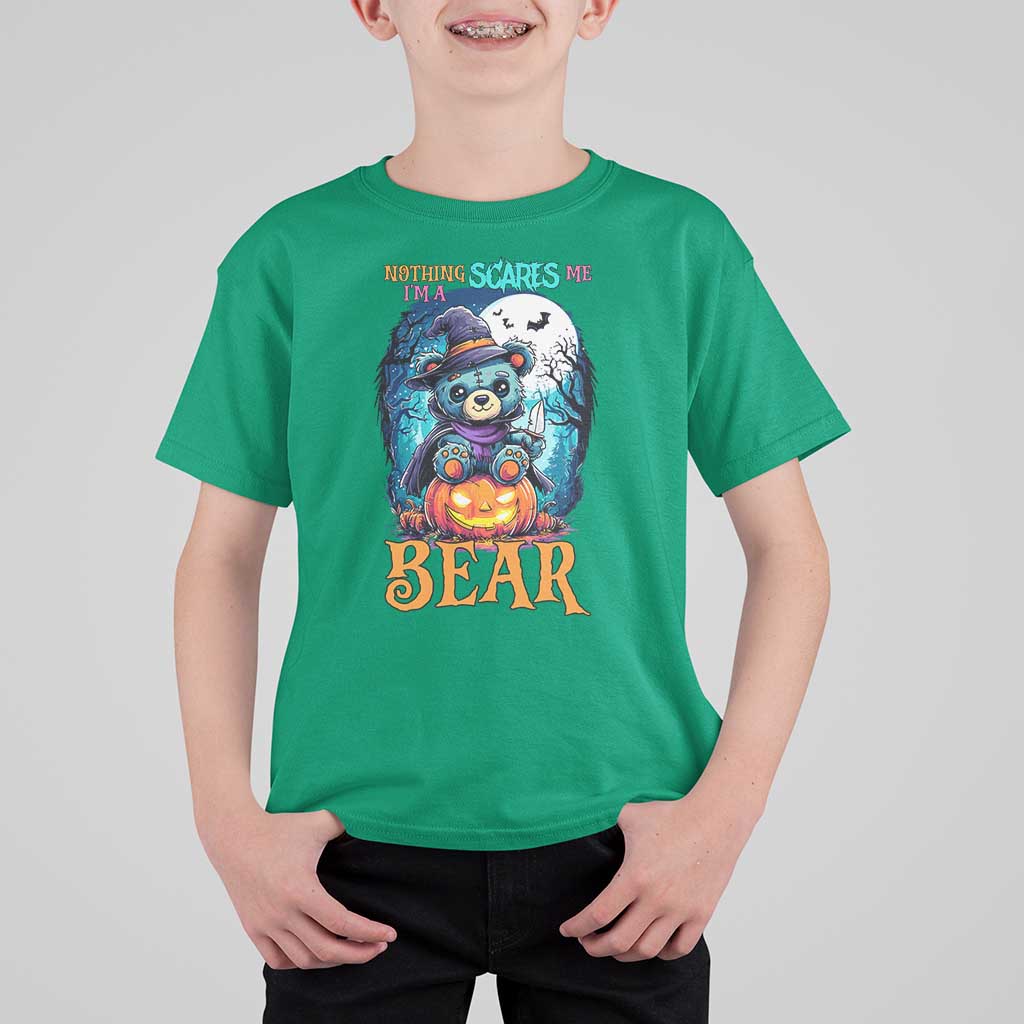 Halloween Killer Witch Teddy Bear T Shirt For Kid Nothing Scares Me - Wonder Print Shop