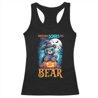 Halloween Killer Witch Teddy Bear Racerback Tank Top Nothing Scares Me - Wonder Print Shop