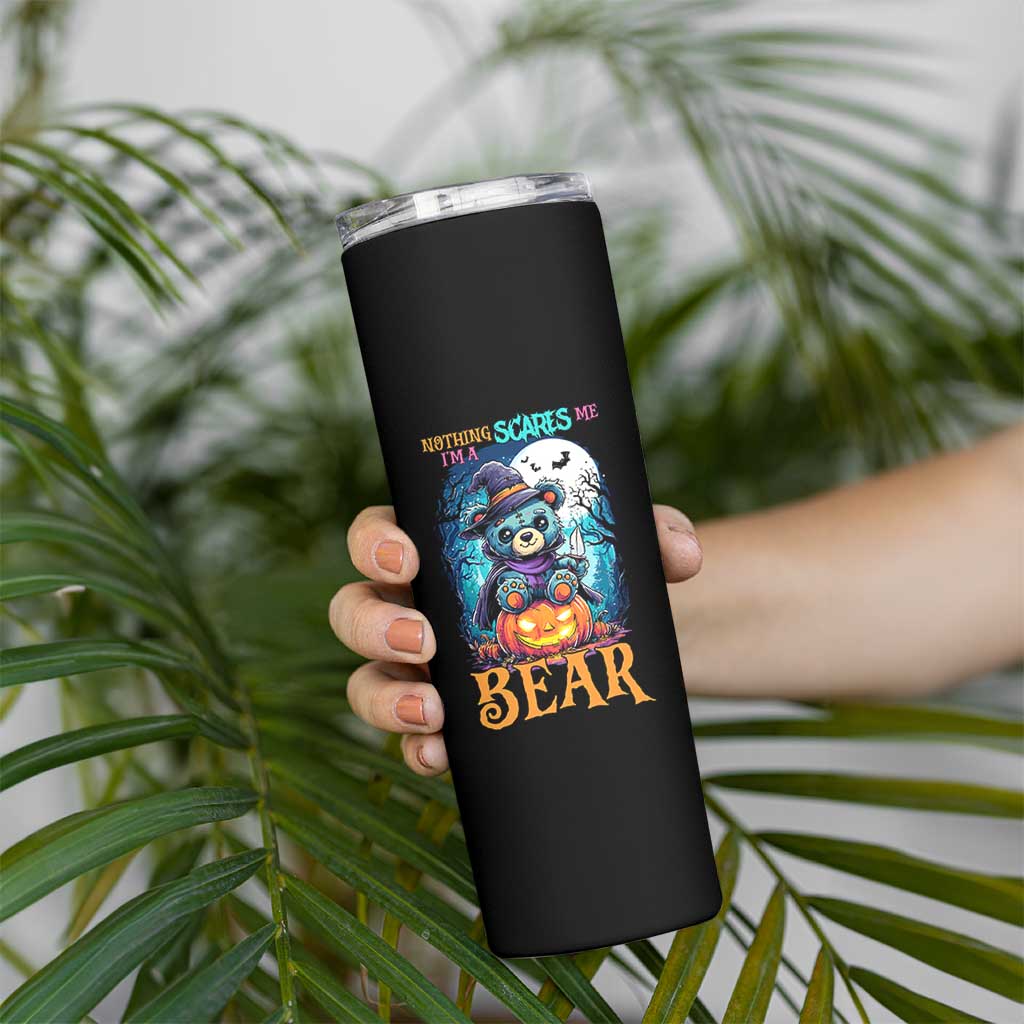 Halloween Killer Witch Teddy Bear Skinny Tumbler Nothing Scares Me