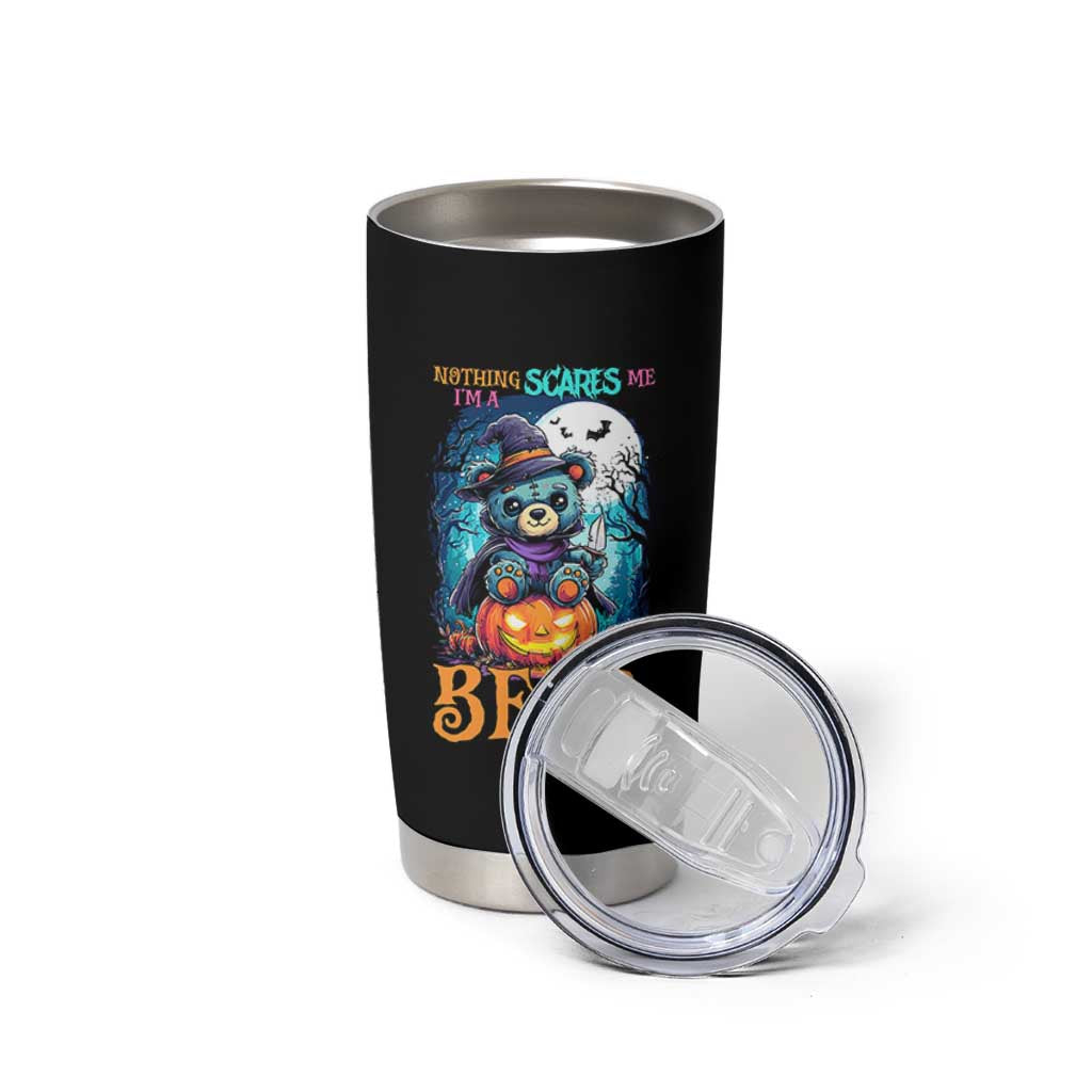 Halloween Killer Witch Teddy Bear Tumbler Cup Nothing Scares Me