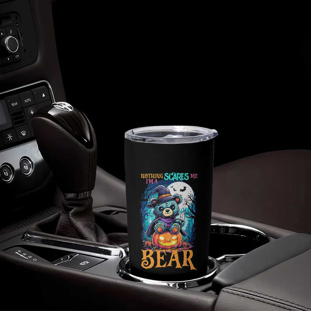 Halloween Killer Witch Teddy Bear Tumbler Cup Nothing Scares Me