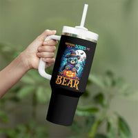 Halloween Killer Witch Teddy Bear Tumbler With Handle Nothing Scares Me