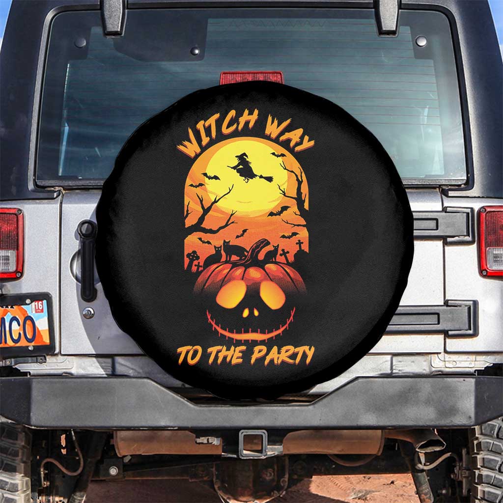 Halloween Witch Way To The Party Spare Tire Cover Black Cat Pumpkin - Wonder Print Shop