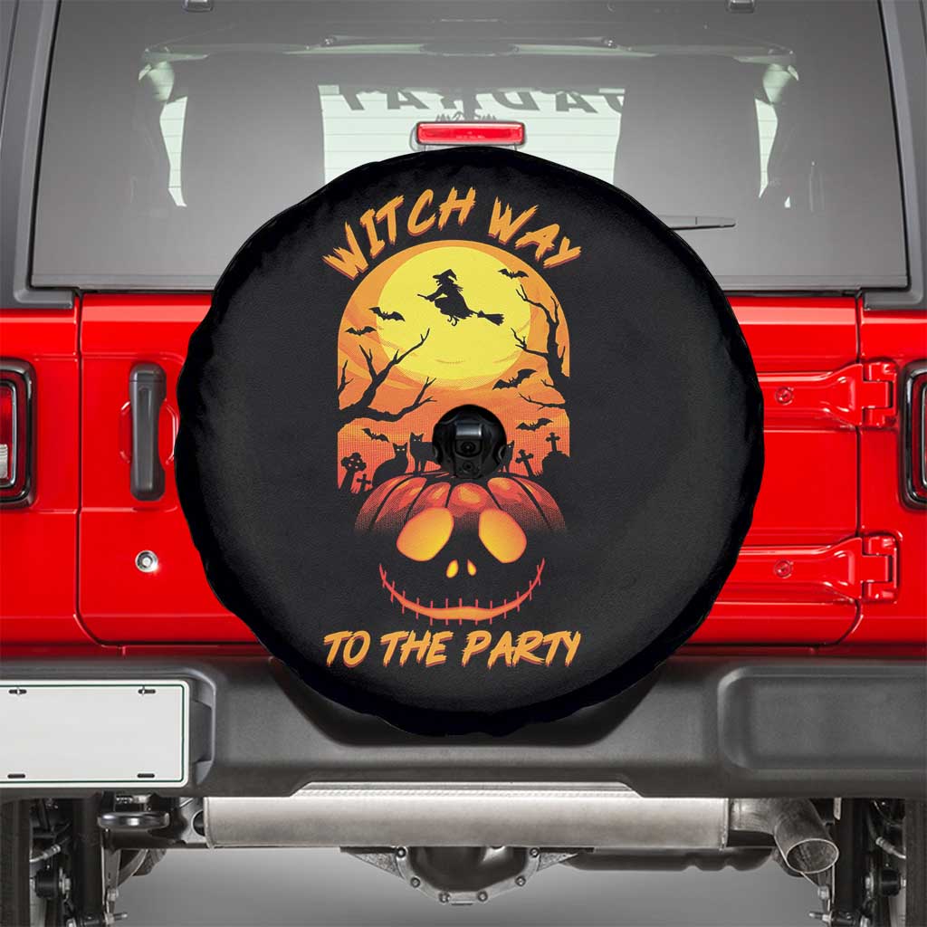 Halloween Witch Way To The Party Spare Tire Cover Black Cat Pumpkin - Wonder Print Shop