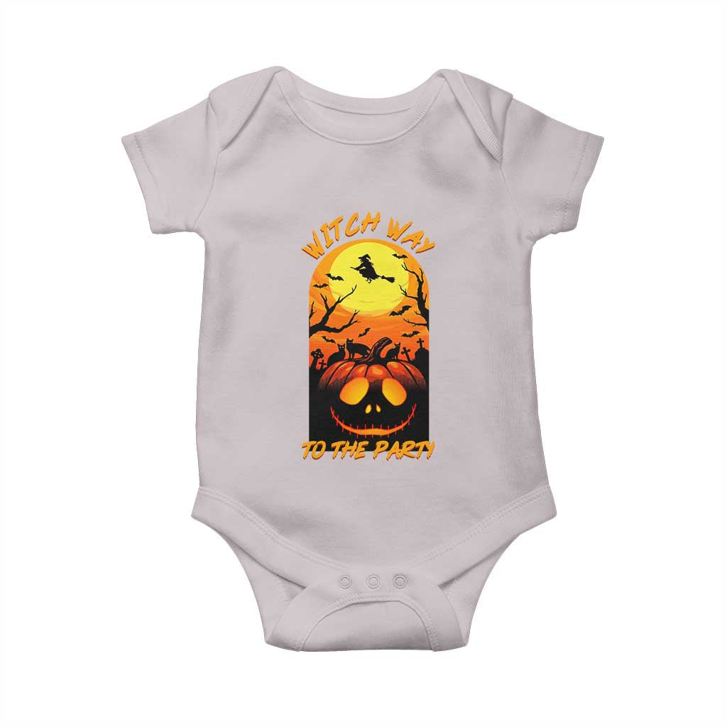 Halloween Witch Way To The Party Baby Onesie Black Cat Pumpkin - Wonder Print Shop