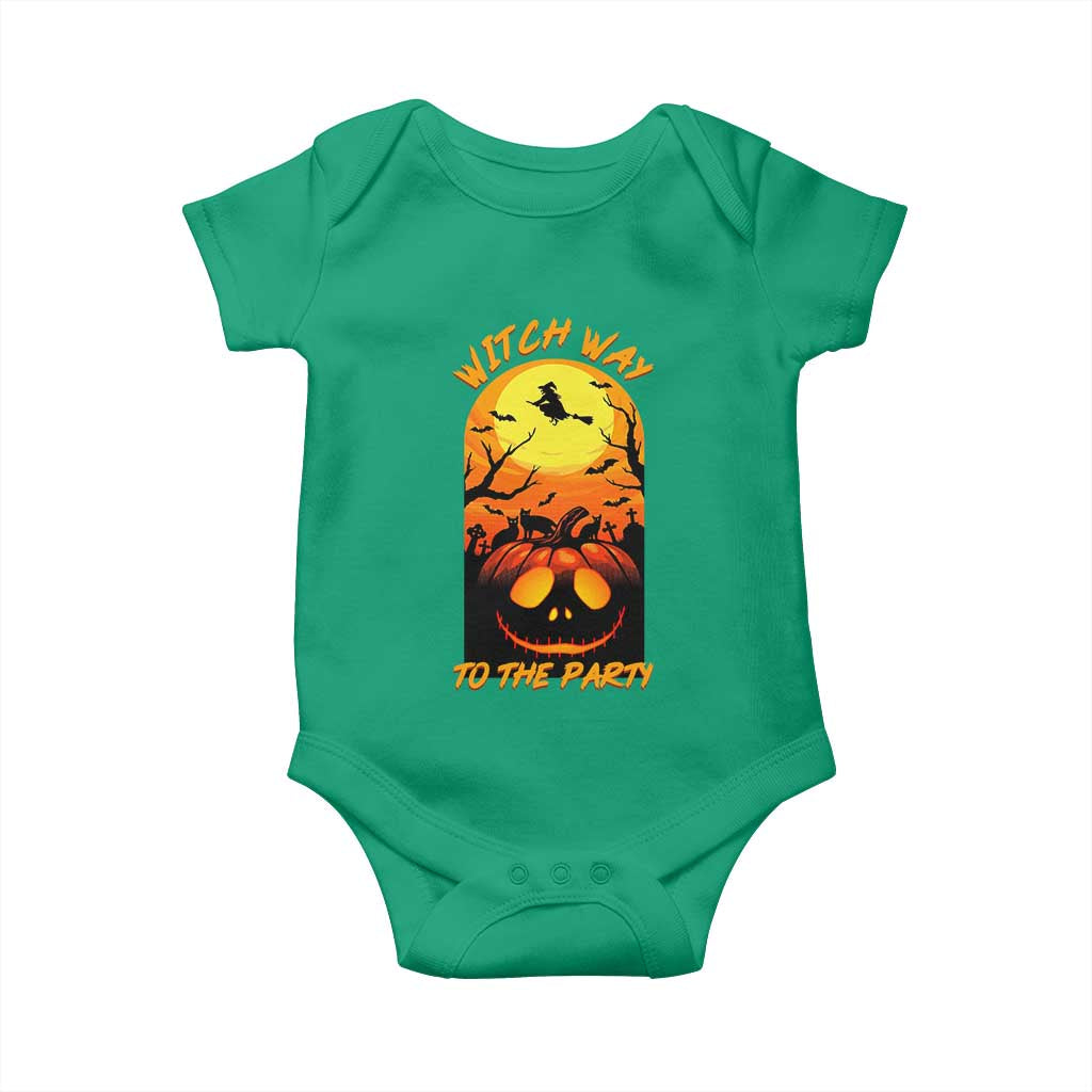 Halloween Witch Way To The Party Baby Onesie Black Cat Pumpkin - Wonder Print Shop