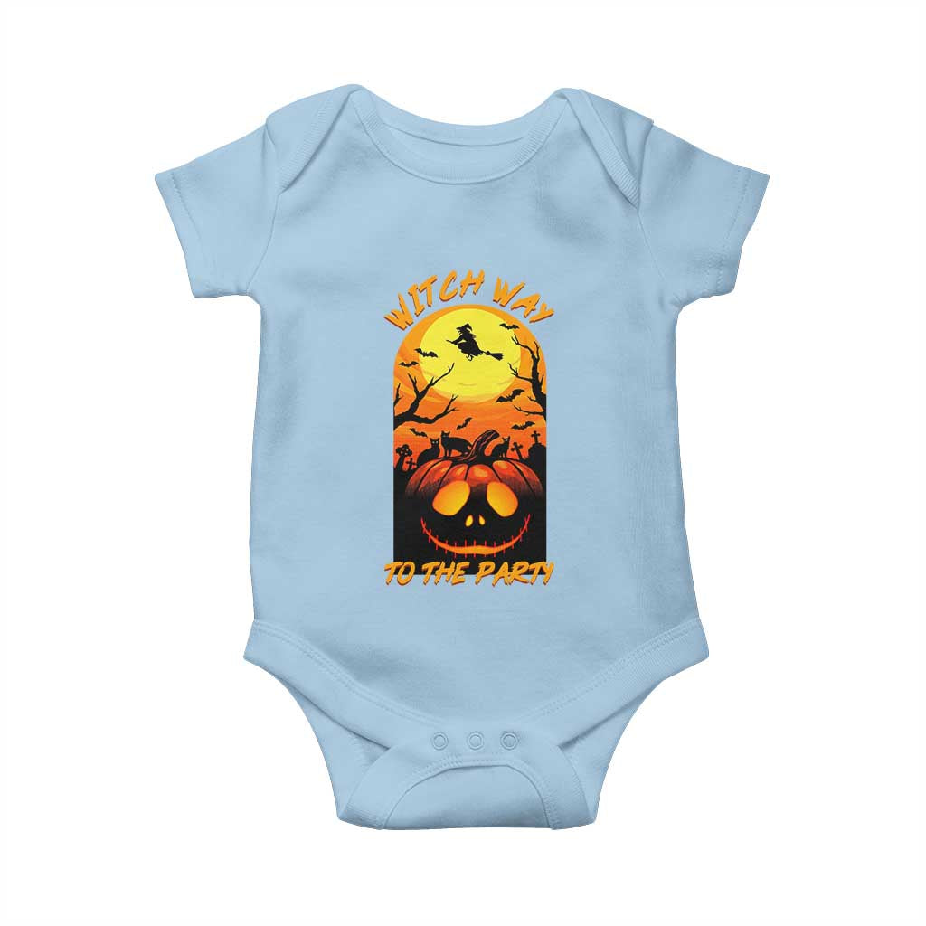 Halloween Witch Way To The Party Baby Onesie Black Cat Pumpkin - Wonder Print Shop