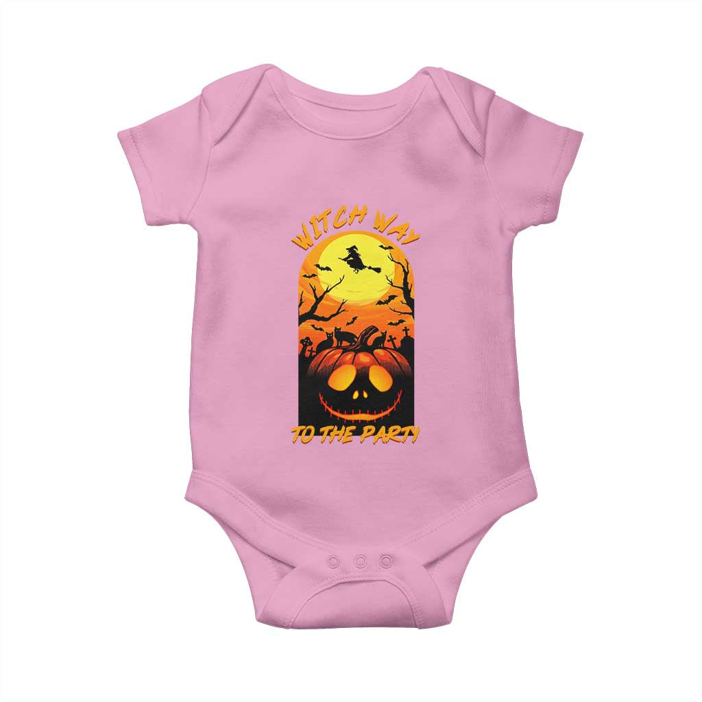 Halloween Witch Way To The Party Baby Onesie Black Cat Pumpkin - Wonder Print Shop