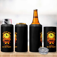 Halloween Witch Way To The Party 4 in 1 Can Cooler Tumbler Black Cat Pumpkin