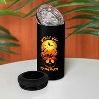 Halloween Witch Way To The Party 4 in 1 Can Cooler Tumbler Black Cat Pumpkin