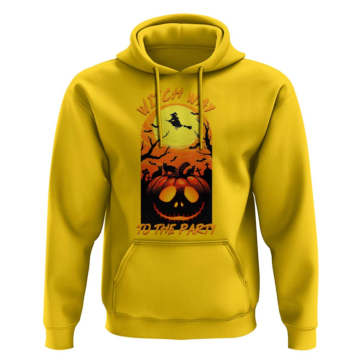 Halloween Witch Way To The Party Hoodie Black Cat Pumpkin - Wonder Print Shop