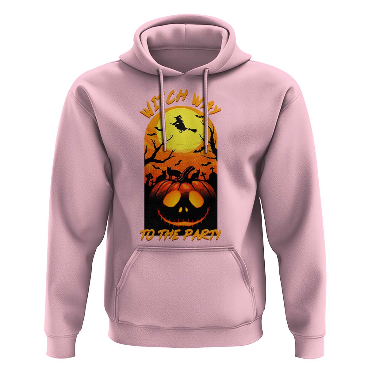 Halloween Witch Way To The Party Hoodie Black Cat Pumpkin - Wonder Print Shop