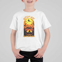Halloween Witch Way To The Party T Shirt For Kid Black Cat Pumpkin - Wonder Print Shop