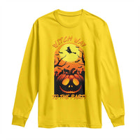 Halloween Witch Way To The Party Long Sleeve Shirt Black Cat Pumpkin - Wonder Print Shop