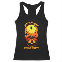 Halloween Witch Way To The Party Racerback Tank Top Black Cat Pumpkin - Wonder Print Shop