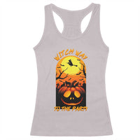 Halloween Witch Way To The Party Racerback Tank Top Black Cat Pumpkin - Wonder Print Shop