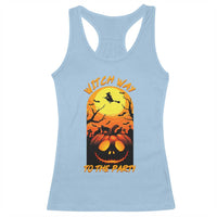 Halloween Witch Way To The Party Racerback Tank Top Black Cat Pumpkin - Wonder Print Shop