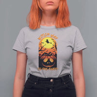 Halloween Witch Way To The Party T Shirt For Women Black Cat Pumpkin - Wonder Print Shop